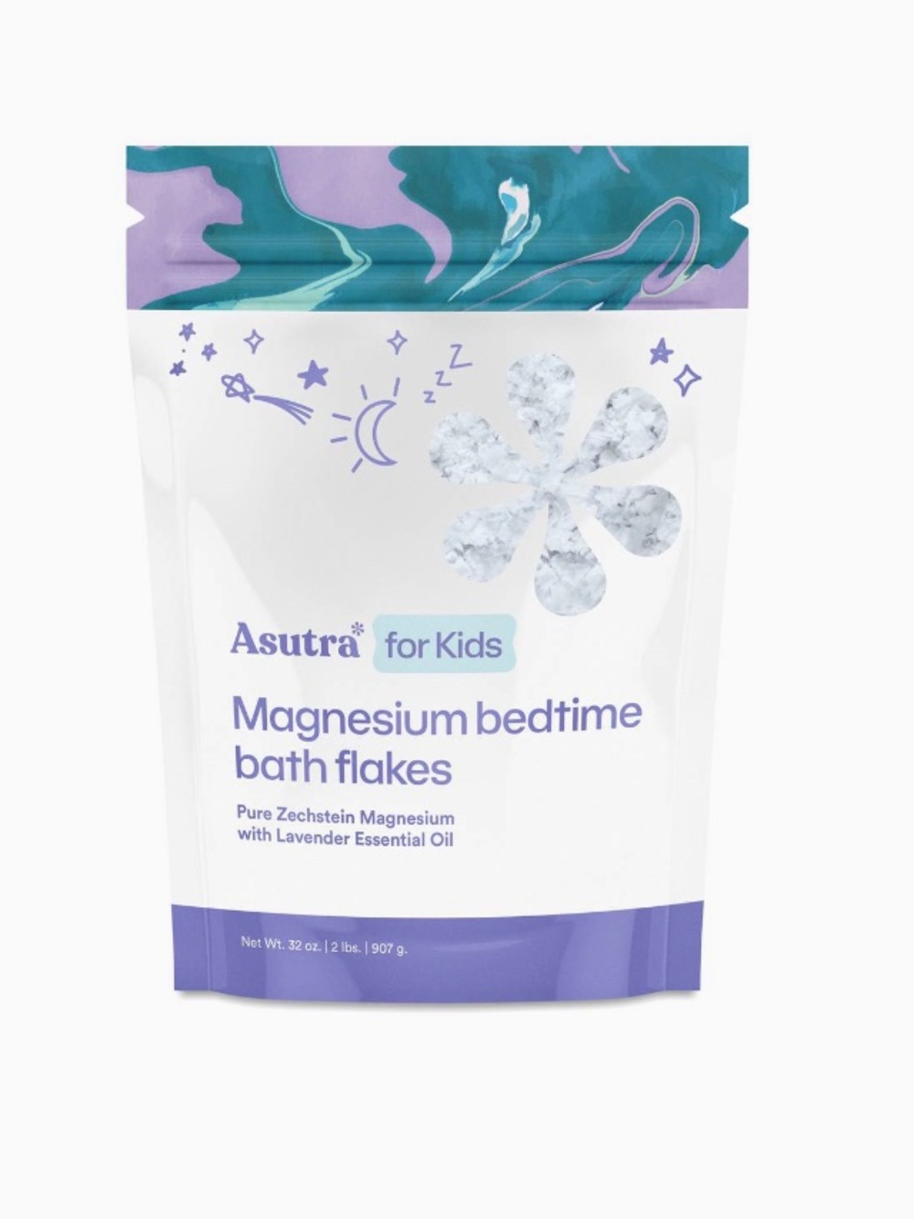 New Asutra for Kids Magnesium Bedtime Bath Flakes - Lavender